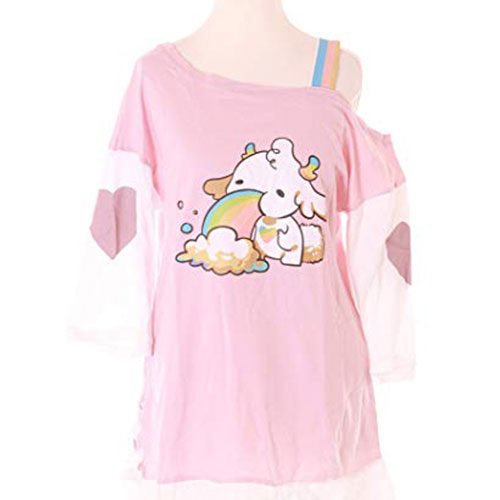 CAMISETA DE ANIMALITOS KAWAII PARA MUJER COLOR ROSA